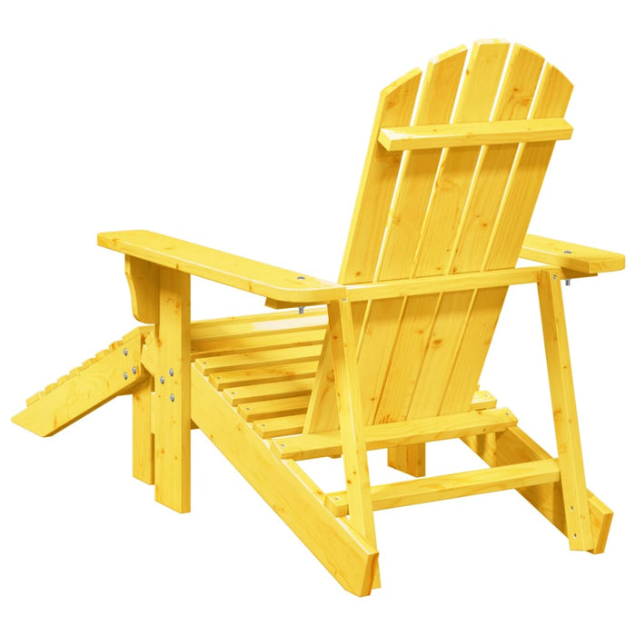 Adirondack Chair with Ottoman Yellow Solid Wood Fir