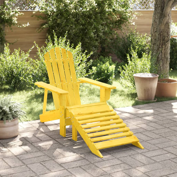 Adirondack Chair with Ottoman Yellow Solid Wood Fir