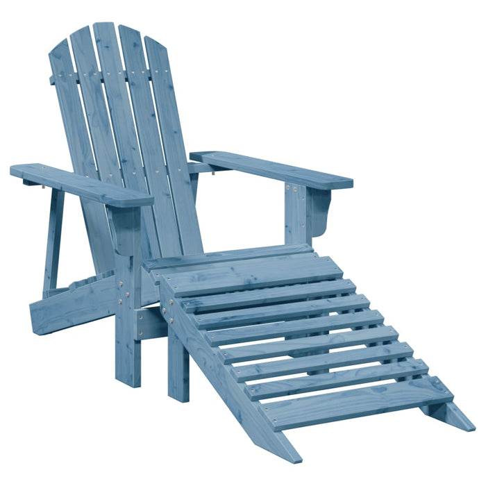 Adirondack Chair with Ottoman Blue Solid Wood Fir