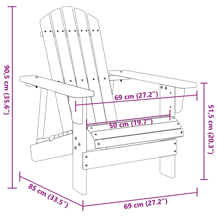 Adirondack Chair Grey 69x85x90.5 cm Solid Wood Fir