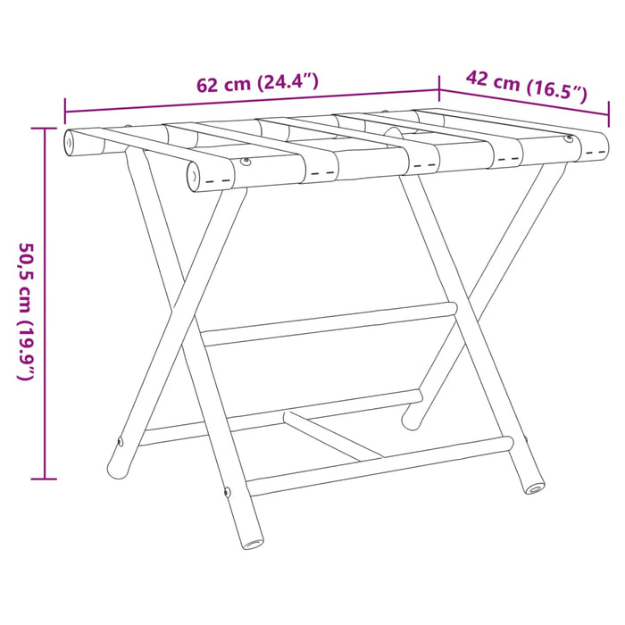 Folding Luggage Rack 62x42x50.5 cm Bamboo