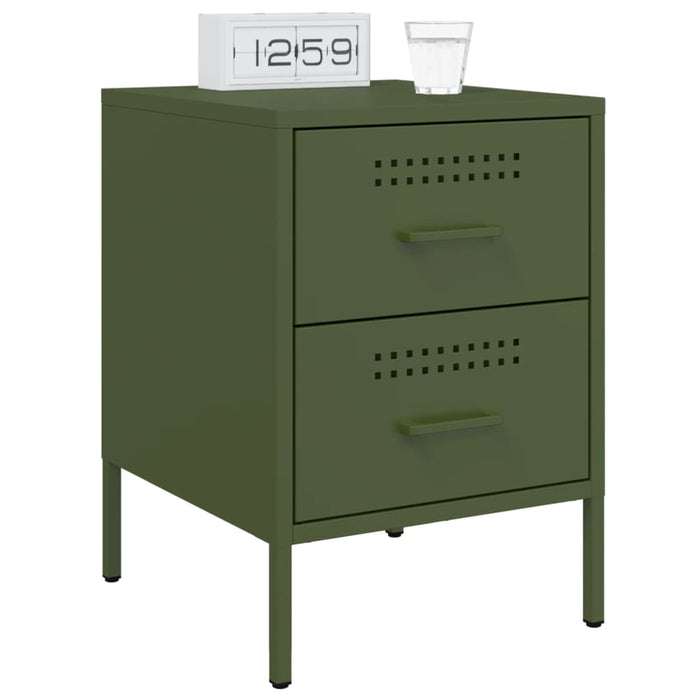 Bedside Cabinets 2 pcs Olive Green 36x39x50.5 cm Steel