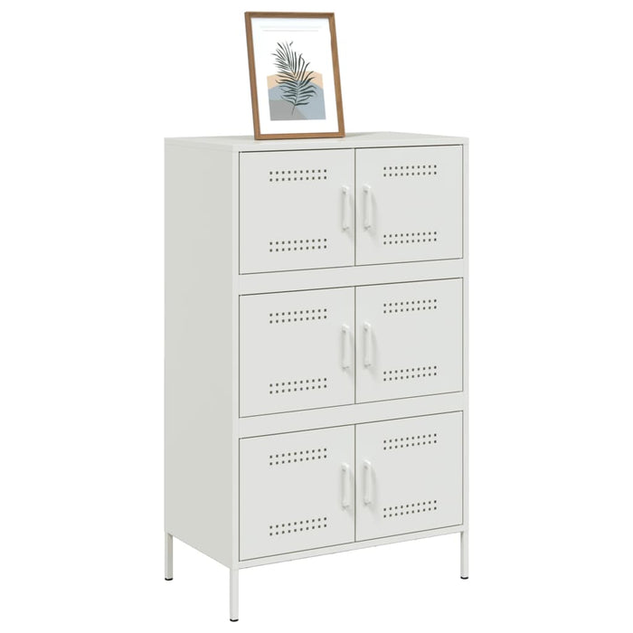 Highboard Бяла 68x39x113 см стомана