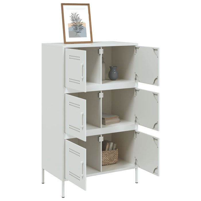 Highboard Бяла 68x39x113 см стомана