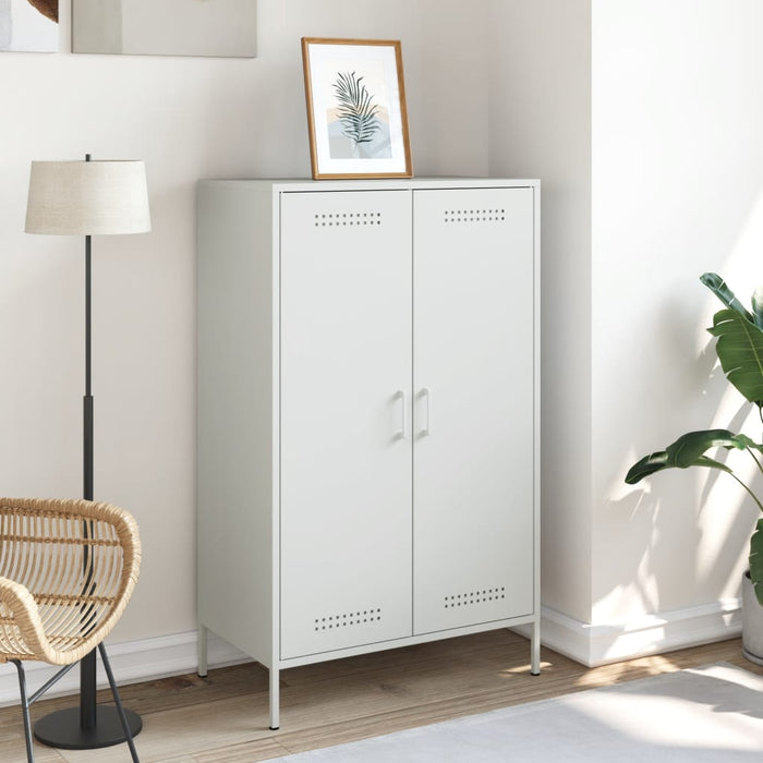 Highboard Бяла 68x39x113 см стомана