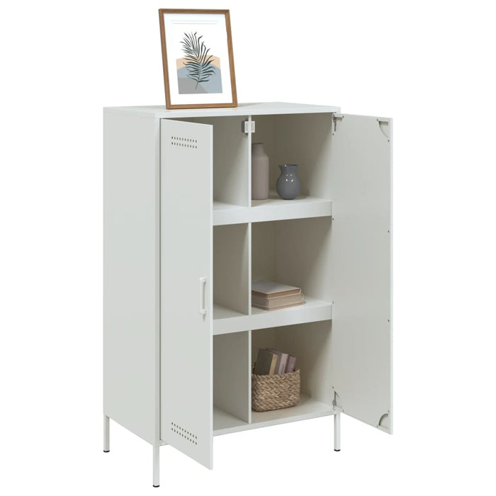 Highboard Бяла 68x39x113 см стомана