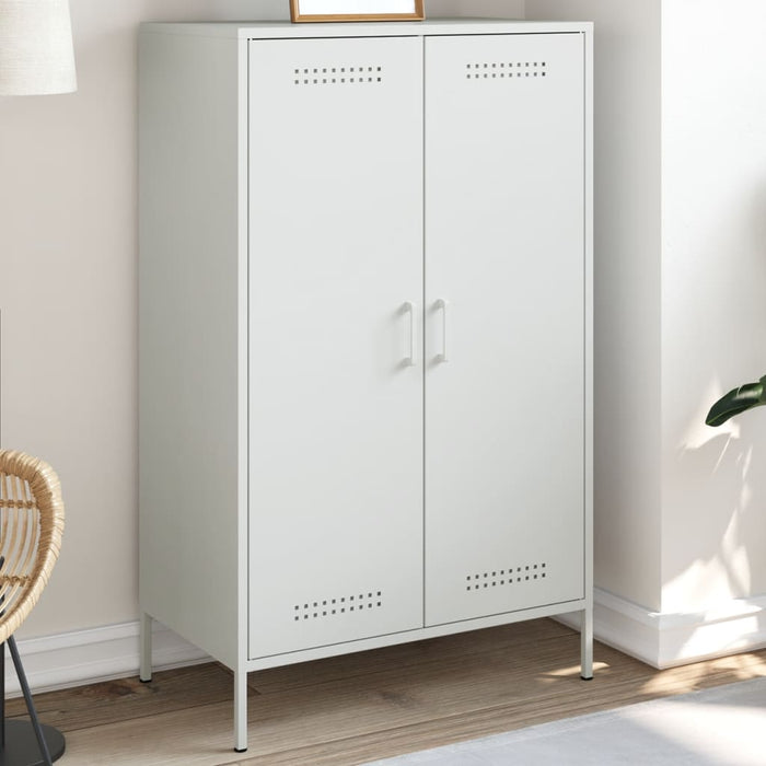 Highboard Бяла 68x39x113 см стомана