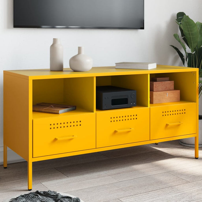 TV Cabinet Mustard Yellow 100.5x39x50.5 cm Steel