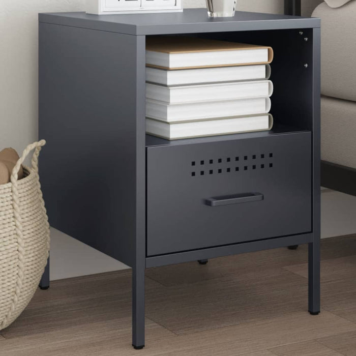 Bedside Cabinet Anthracite 36x39x50.5 cm Steel