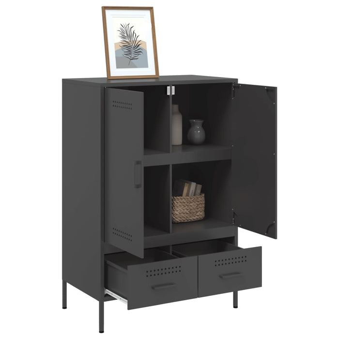 Highboard Черен 68x39x101.5 см стомана