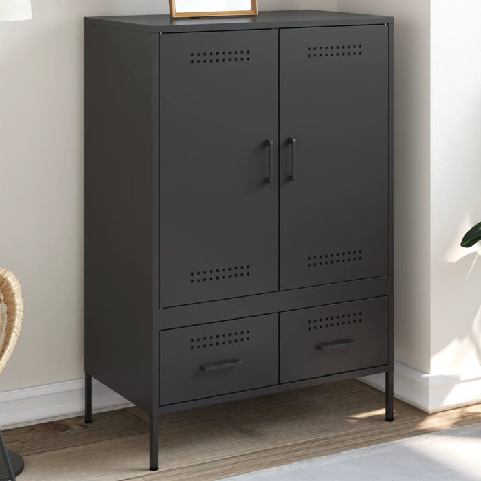 Highboard Черен 68x39x101.5 см стомана