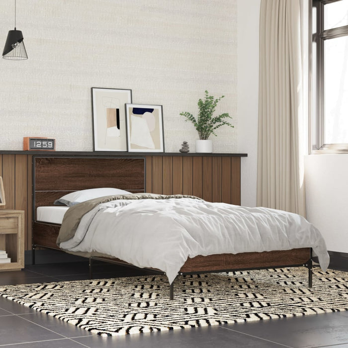 Bed Frame without Mattress Brown Oak 100x200 cm