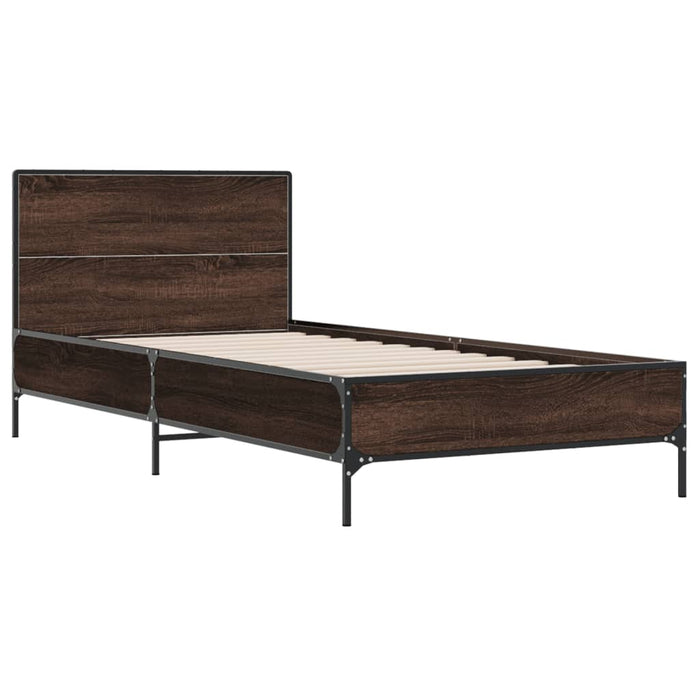 Bed Frame without Mattress Brown Oak 90x190 cm Single