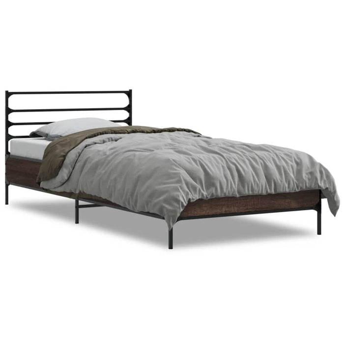 Bed Frame without Mattress Brown Oak 100x200 cm