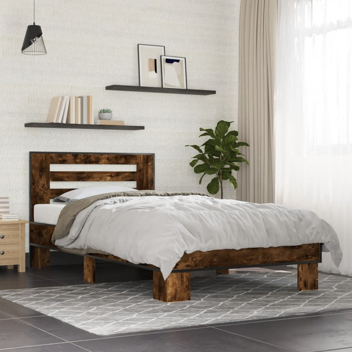 Bed Frame without Mattress Smoked Oak 100x200 cm