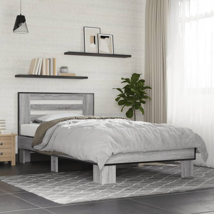 Bed Frame without Mattress Grey Sonoma 100x200 cm