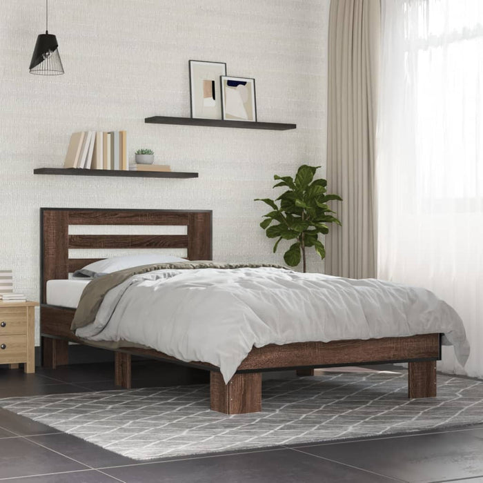 Bed Frame without Mattress Brown Oak 100x200 cm