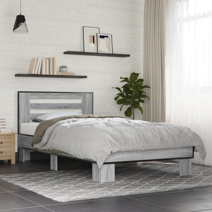 Bed Frame without Mattress Grey Sonoma 90x200 cm