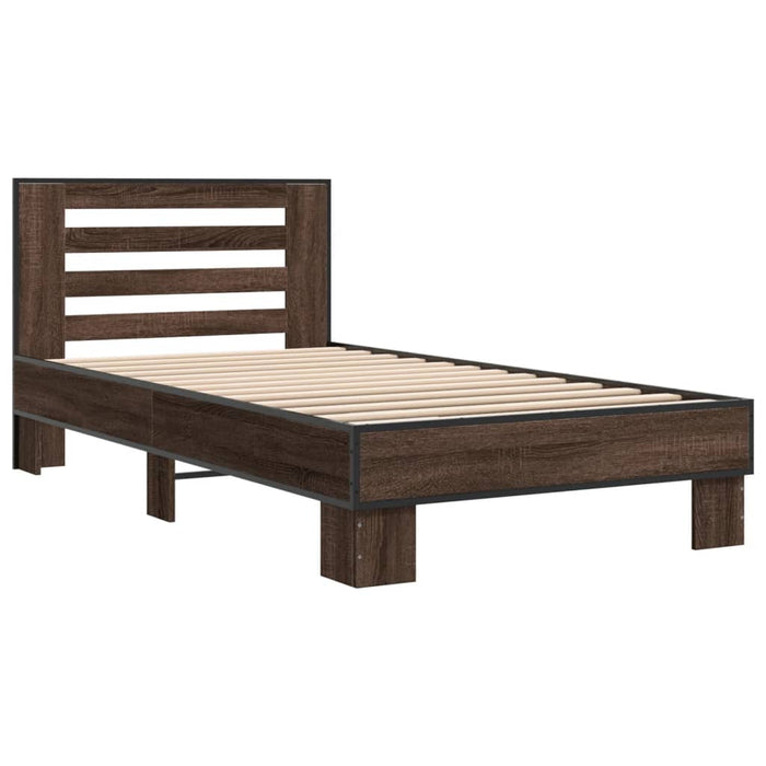 Bed Frame without Mattress Brown Oak 90x200 cm