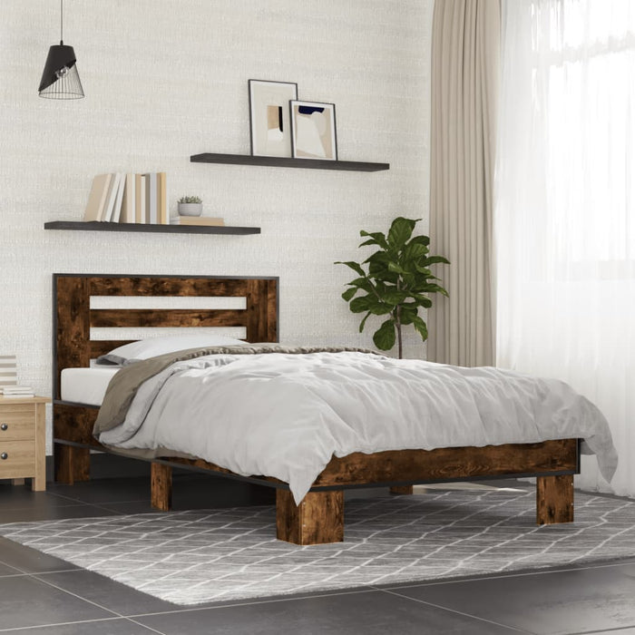 Bed Frame without Mattress Smoked Oak 75x190 cm Small Single