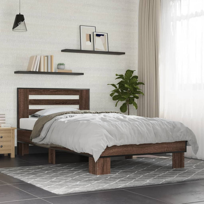 Bed Frame without Mattress Brown Oak 75x190 cm Small Single