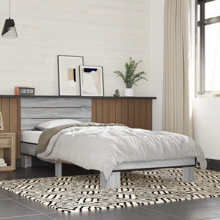 Bed Frame without Mattress Grey Sonoma 100x200 cm