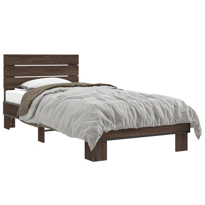 Bed Frame without Mattress Brown Oak 100x200 cm