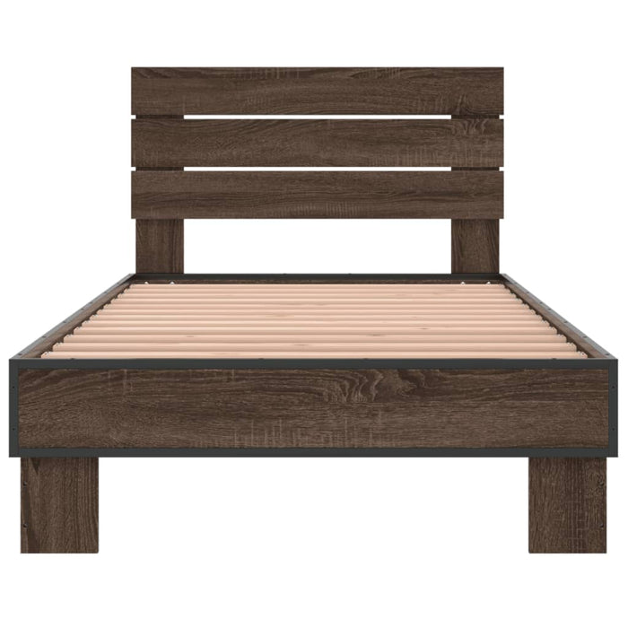 Bed Frame without Mattress Brown Oak 100x200 cm