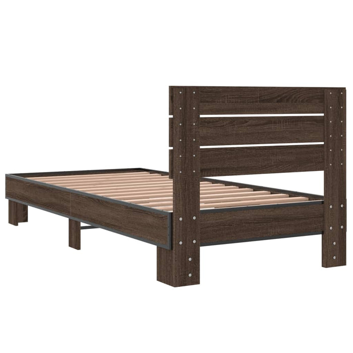 Bed Frame without Mattress Brown Oak 100x200 cm