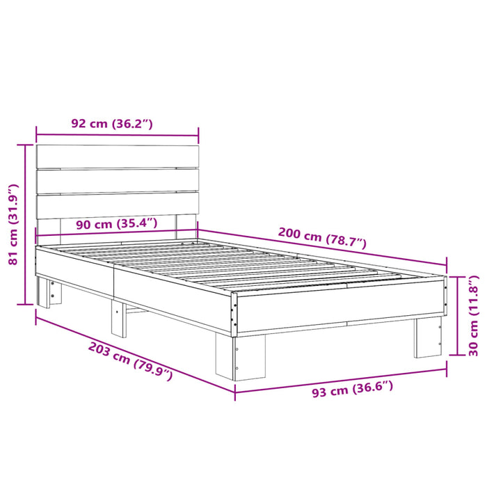 Bed Frame without Mattress Sonoma Oak 90x200 cm