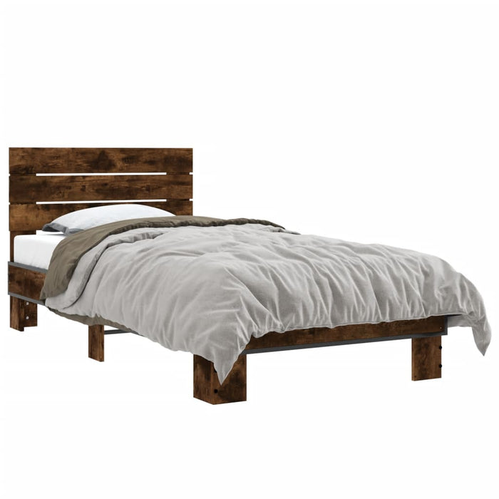 Bed Frame without Mattress Smoked Oak 75x190 cm Small Single