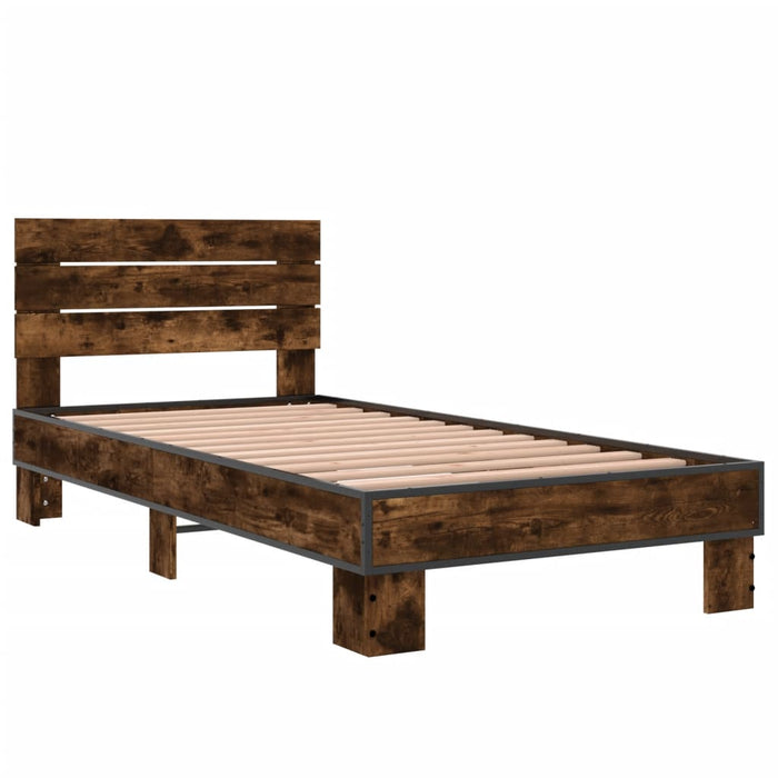 Bed Frame without Mattress Smoked Oak 75x190 cm Small Single