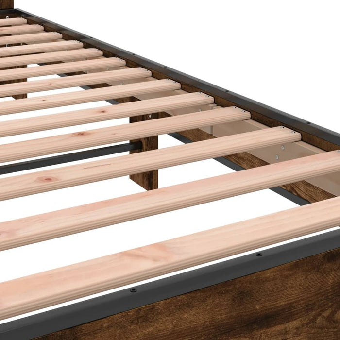 Bed Frame without Mattress Smoked Oak 75x190 cm Small Single