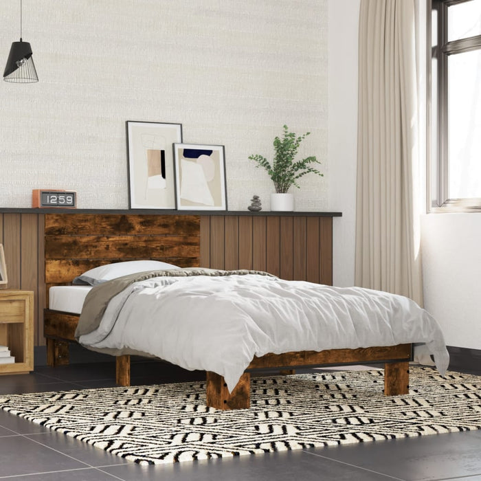 Bed Frame without Mattress Smoked Oak 75x190 cm Small Single