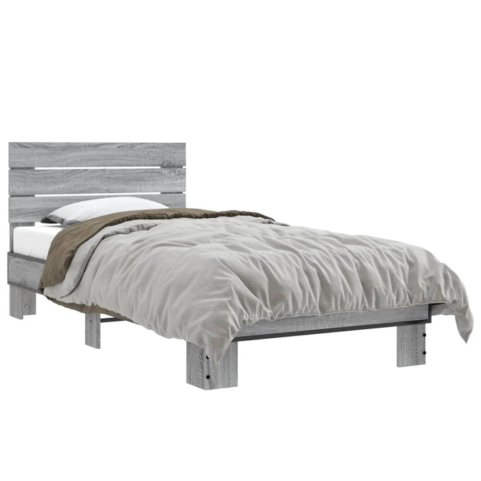 Bed Frame without Mattress Grey Sonoma 75x190 cm Small Single