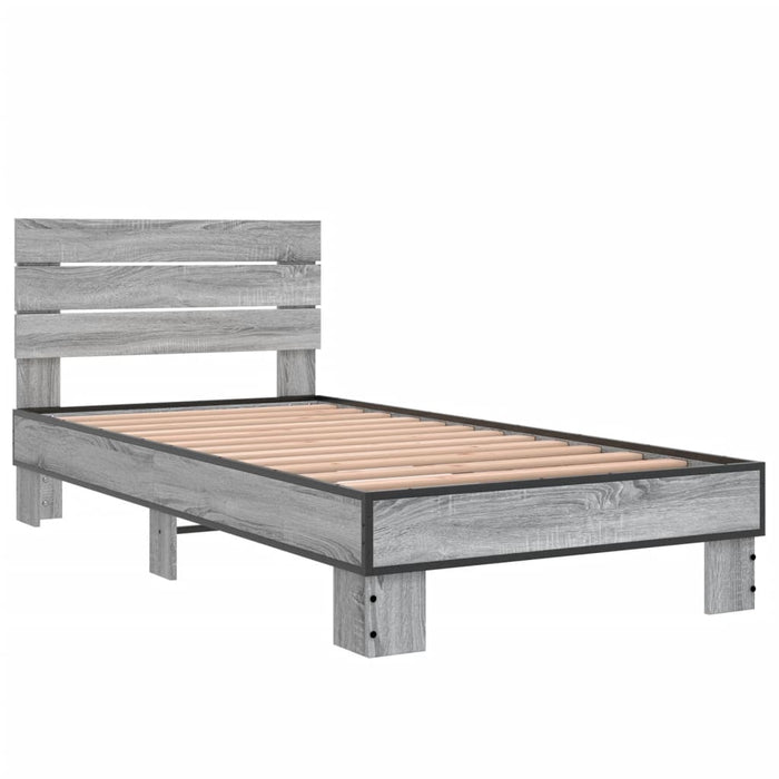 Bed Frame without Mattress Grey Sonoma 75x190 cm Small Single