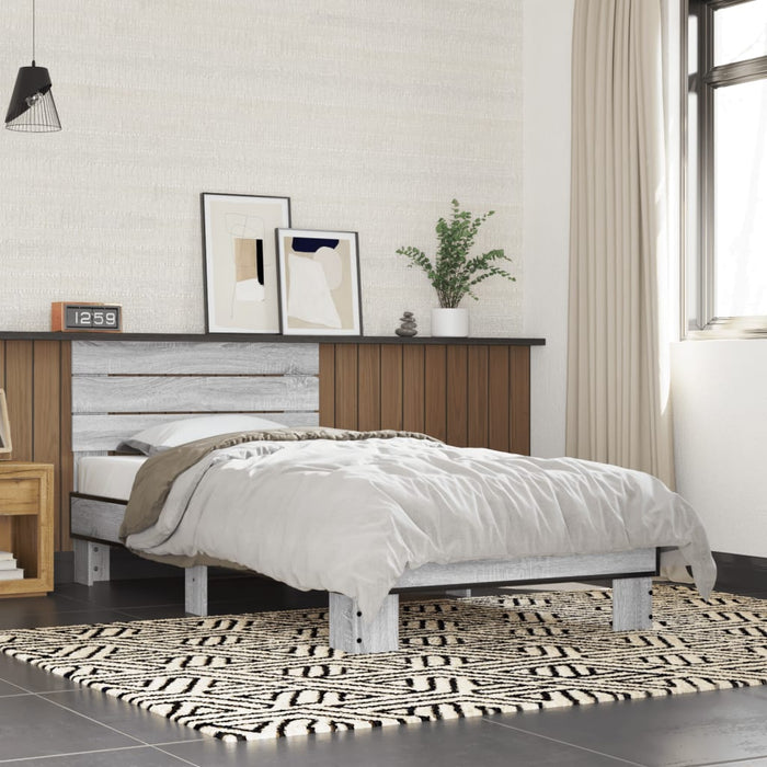 Bed Frame without Mattress Grey Sonoma 75x190 cm Small Single