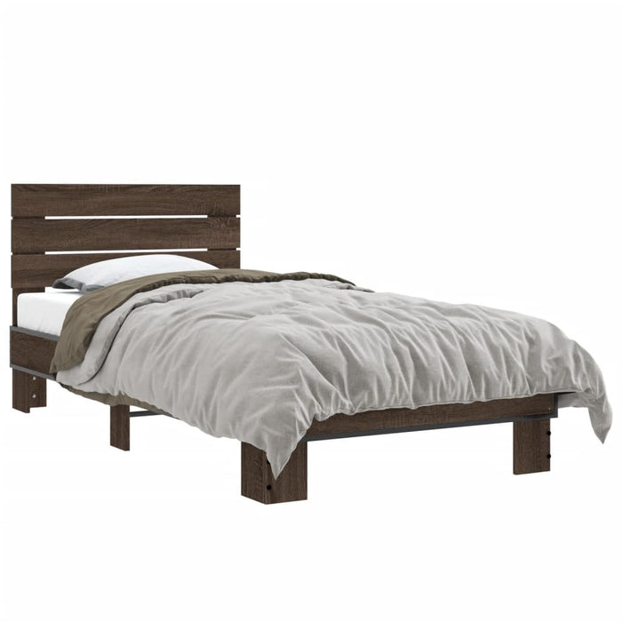 Bed Frame without Mattress Brown Oak 75x190 cm Small Single