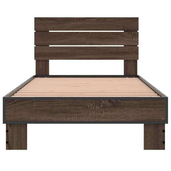 Bed Frame without Mattress Brown Oak 75x190 cm Small Single