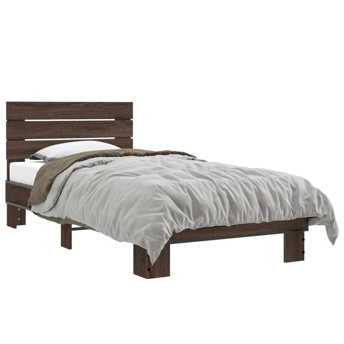 Bed Frame without Mattress Brown Oak 90x190 cm Single