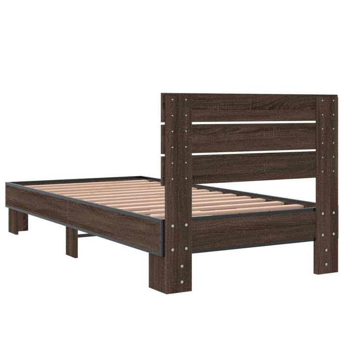 Bed Frame without Mattress Brown Oak 90x190 cm Single