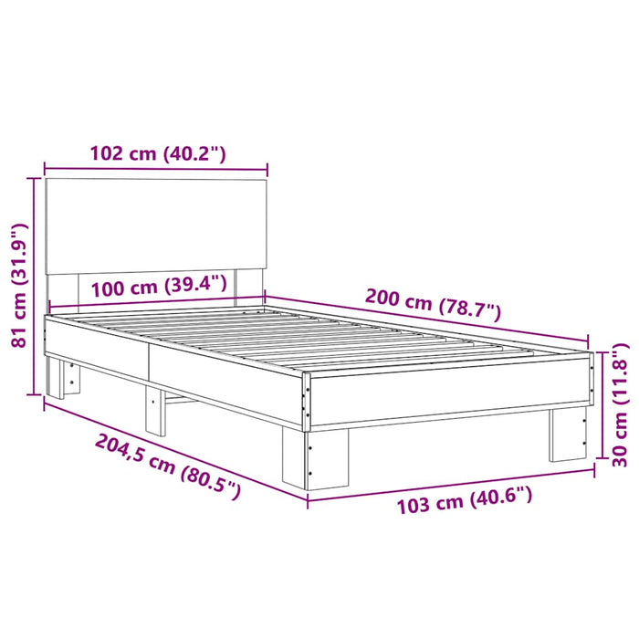 Bed Frame without Mattress Black 100x200 cm