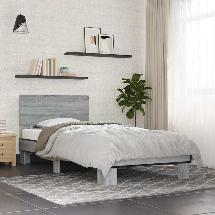 Bed Frame without Mattress Grey Sonoma 100x200 cm