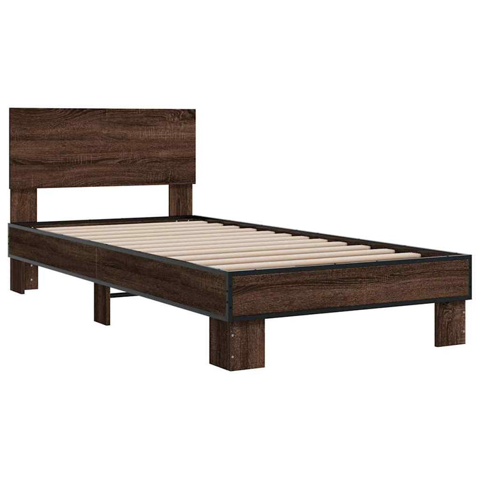 Bed Frame without Mattress Brown Oak 100x200 cm