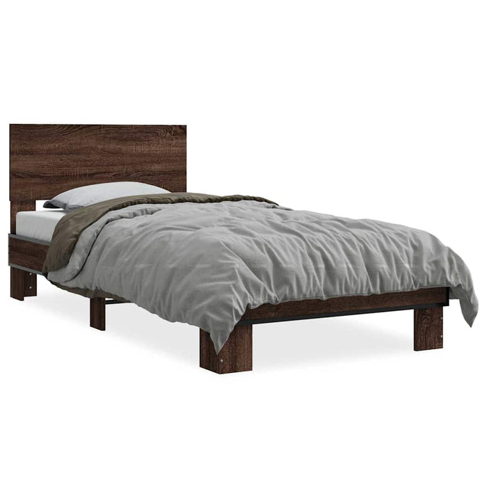 Bed Frame without Mattress Brown Oak 90x200 cm