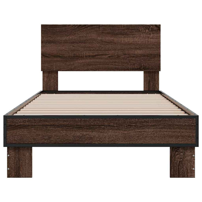 Bed Frame without Mattress Brown Oak 90x200 cm