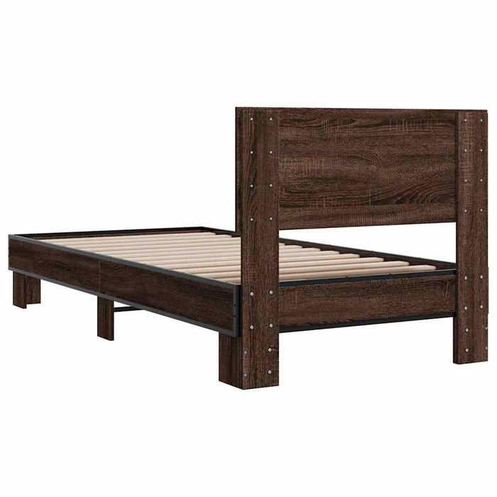 Bed Frame without Mattress Brown Oak 90x200 cm