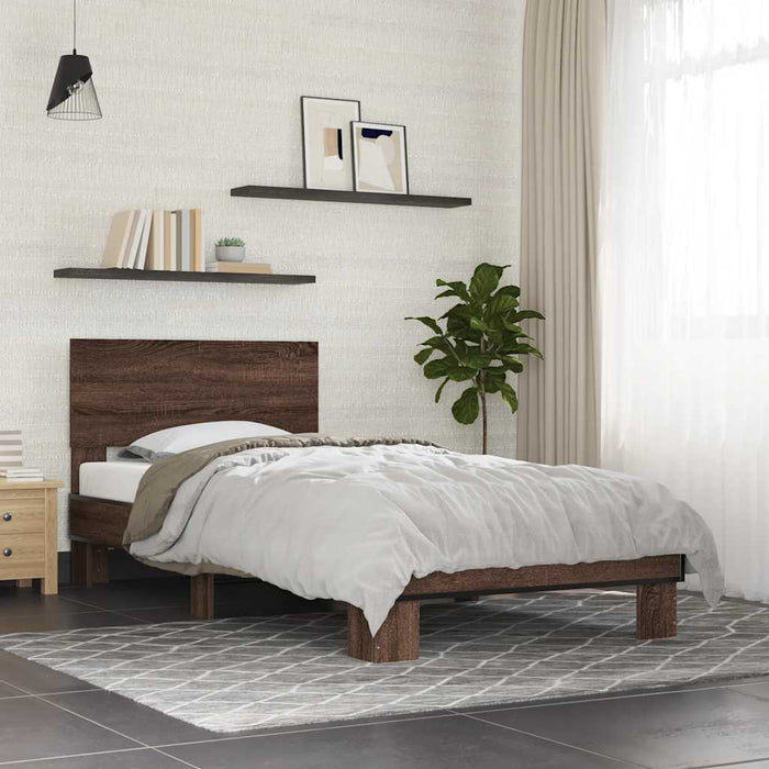 Bed Frame without Mattress Brown Oak 90x200 cm