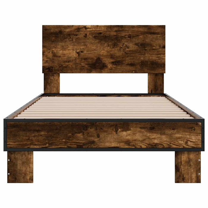 Bed Frame without Mattress Smoked Oak 75x190 cm Small Single