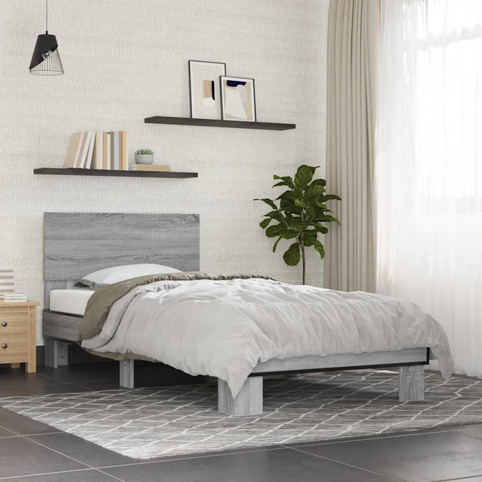 Bed Frame without Mattress Grey Sonoma 75x190 cm Small Single